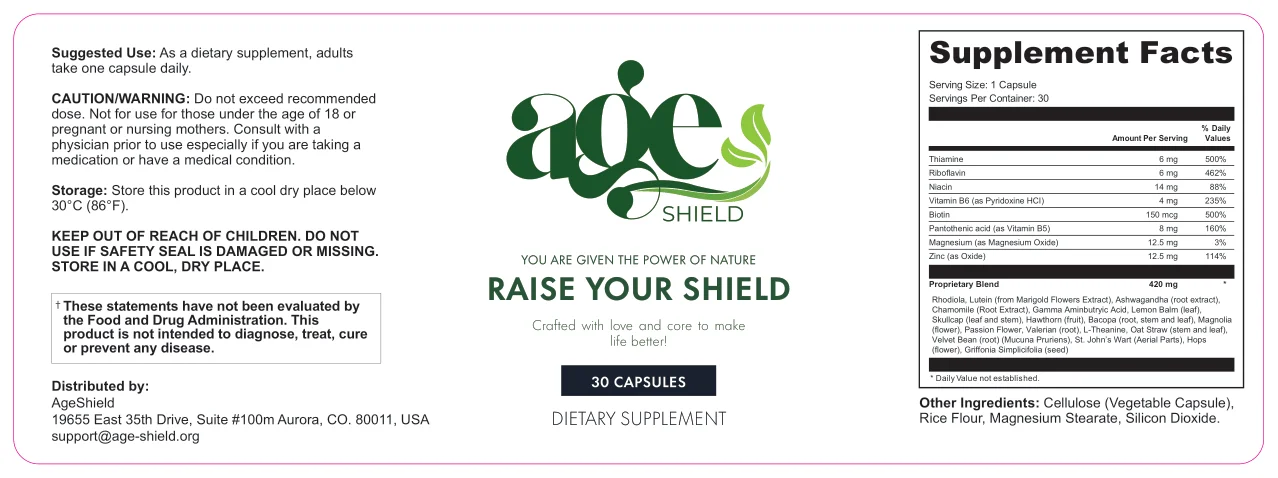 AgeShield Product Label